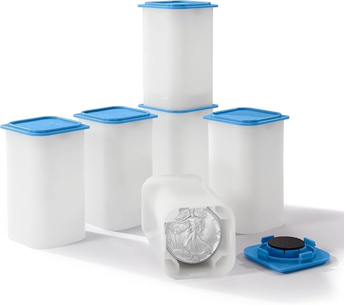 LIGHTHOUSE - Square Coin Tubes for 20 Coins - Perfect for Silver Eagles and US Silver Dollars - Intercept Corrosion Protection (40-41mm) - Pack of 50