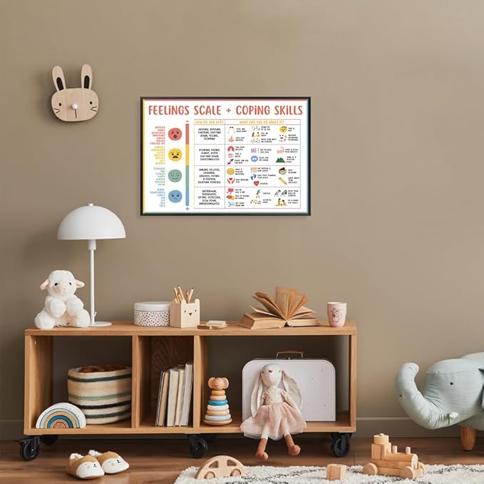 uoyien Feelings Chart For kids Mental Health Posters Help Students Understand Emotions Poster Calm Corner Special Education Classroom Decorations Preschool Classroom Supplies Metal Framed 16x24in