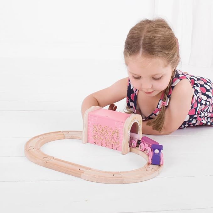 Bigjigs Rail Pink Brick Tunnel - Other Major Wooden Rail Brands are Compatible