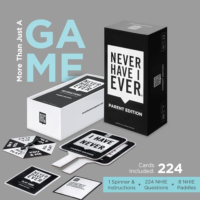 Never Have I Ever Card Game - Parent Edition, Fun and Engaging Adult Party Games for Game Night, Date Night, or Vacation, Includes Hilarious and Relateable Prompts for Couples with Kids, Ages 17+