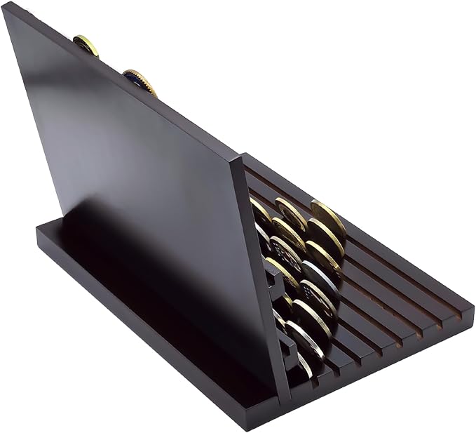 PiaoHao Challenge Coin Display Stand Military Coin Holder Wooden Rack Holds 80 Coins (Black)