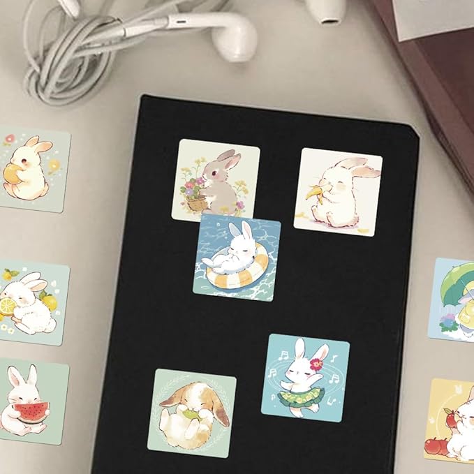 Cute Rabbit Stickers 500PCS Cartoon Easter Bunny Stickers Vinyl Decals for Laptop IPAD Ebook Reader Water Bottle Waterproof Aesthetic Sticker for Boys Girls Teens
