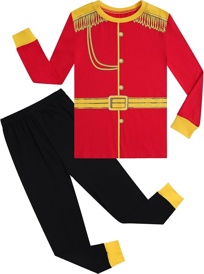 A&J DESIGN Pure Cotton Printed Pjs for 2-14 Years Kids, 2-Piece Long-Sleeved Pajamas Set