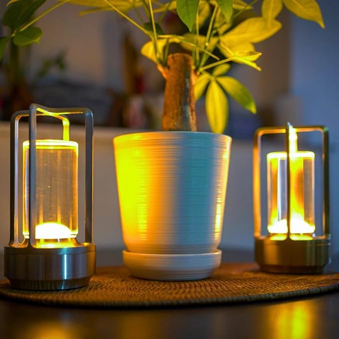 Klarako Crystal Lantern Lamp – Modern Cordless Rechargeable Bedside & Outdoor Light, Portable Wireless Lamp – Dimmable Touch Control – Luxury Living Room & Hotel-Style Lighting (Silver, 20-Pack)