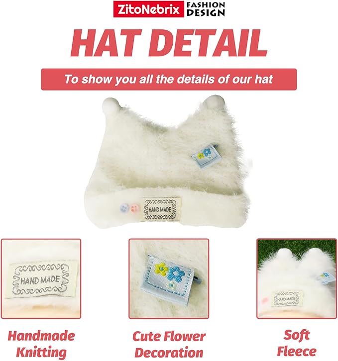 Cloth for Doll,4-Piece Clothes Outfit for 17cm ＆ 15cm (NO Doll) - White Shaped Velvet hat + Glasses + White Clothes + Pink Pinafore