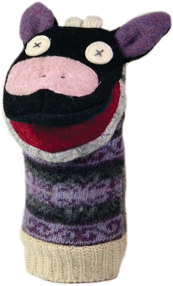 Cate & Levi - Hand Puppet - Premium Reclaimed Wool - Handmade in Canada - Machine Washable (Cow)