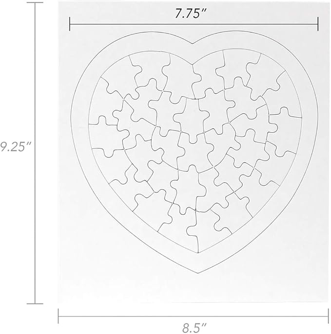 Hygloss 12 Blank Heart Puzzles – 8.5 x 9.5 Inches with Surrounding Frame – Ideal for Valentine’s Day Crafts – Write, Draw, and Decorate – 34 Pieces Each