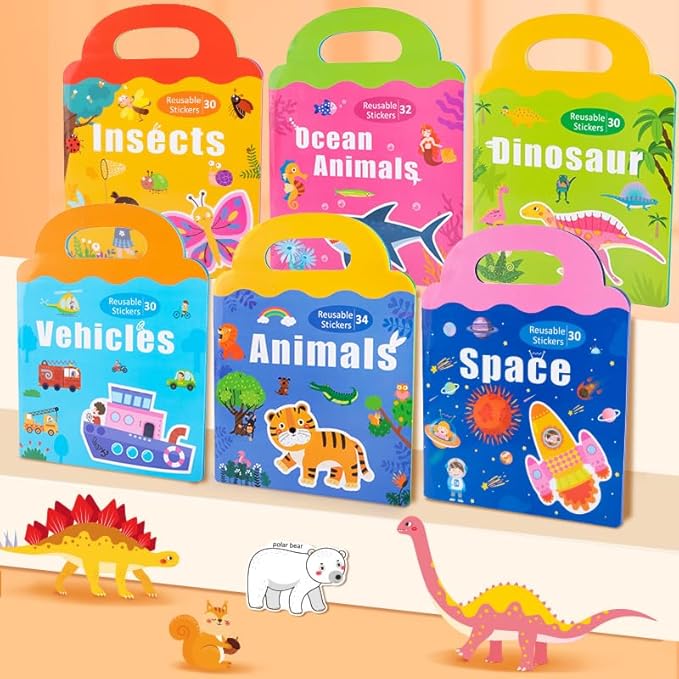 Magnetic Portable Playboard Ocean Animal Reusable Sticker Book for Toddler, Refrigerator Magnet Educational Learning Toys Travel Stickers Activity Books for Kids Girls Boys Age 3+ Birthday Gifts