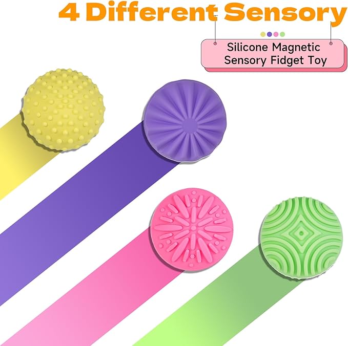 Magnetic Balls Fidget Toys,4Pcs Silicone Magnetic Balls,Magnet Stress Relief Toys,Silicone Desk Fidgets Toys for Office,Sensory Fidget Ball Toy for Adults, Teens with ADHD,Anxiety (Light-Color, 4)