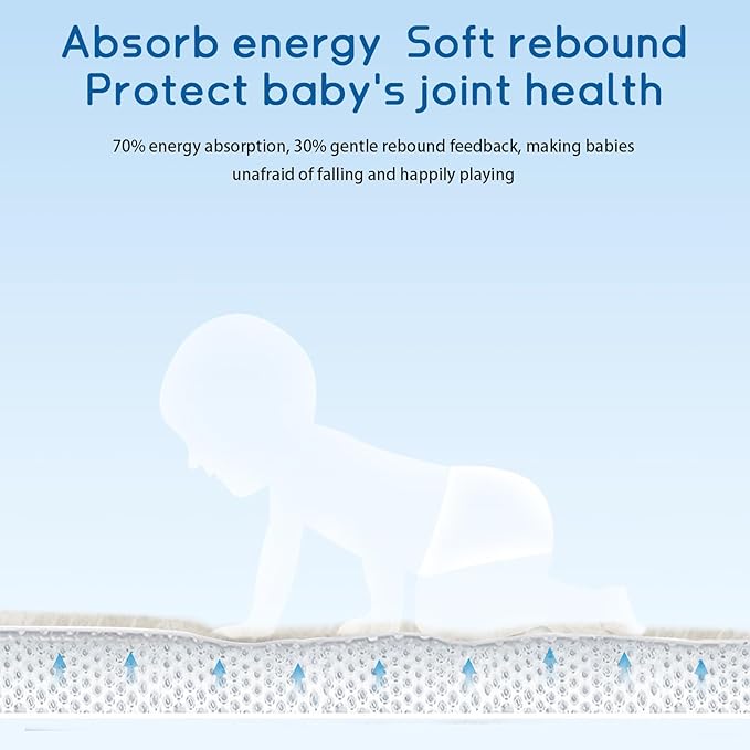 Baby Play Mat for Floor Tummy Time Mat Nursery Rug Muscle Area Rug Playroom Rug Tatami 74 * 50" Memory Foam 1.3" Thick Crawling For Babies,Toddlers, Infants, Kids,Floor(Beige)