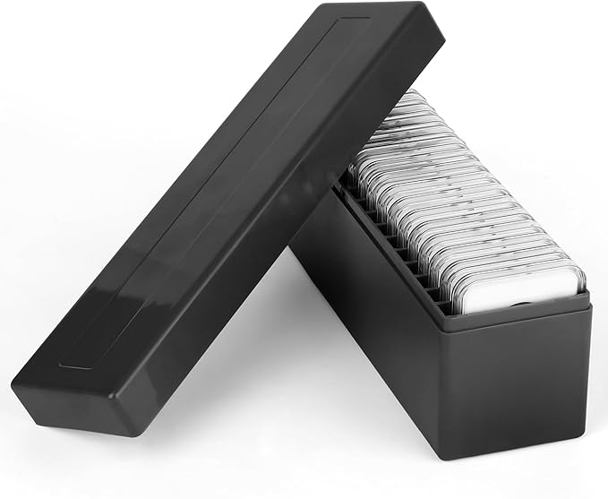 Plastic Coin Slab Storage Box – 20-Slot Coin Holder Organizer Case Fits for PCGS NGC PMG PCCB Slabs, Secure Coin Collection Box for Collectors, Home, Office, Bank Use (Box Only, Black)