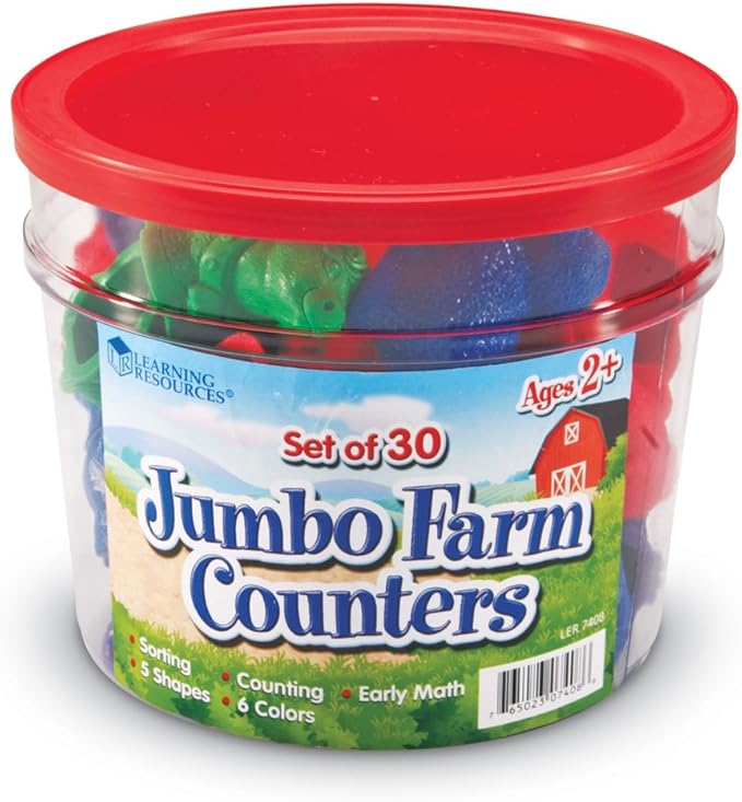 Learning Resources Jumbo Farm Counters - 30 Pieces, Ages 18+ months Toddler Learning Toys, Preschool Toys, Farm Animals for Kids