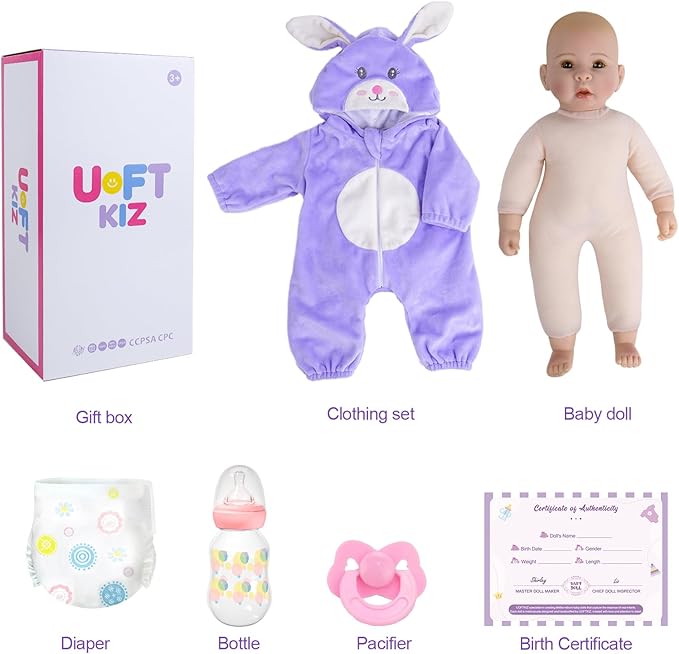 Real Life Baby Dolls - 17" Lifelike Baby Dolls, Soft Baby Doll with Open Eyes, Gifts for 3+ Years