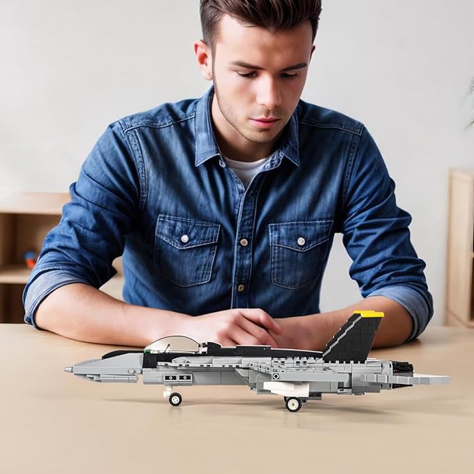 DAHONPA F-18 Bumblebee Fighter Military Army Airplane Building Bricks Set, 700+ Pieces Air-Force Build Blocks Toy, Gift for Kid and Adult.