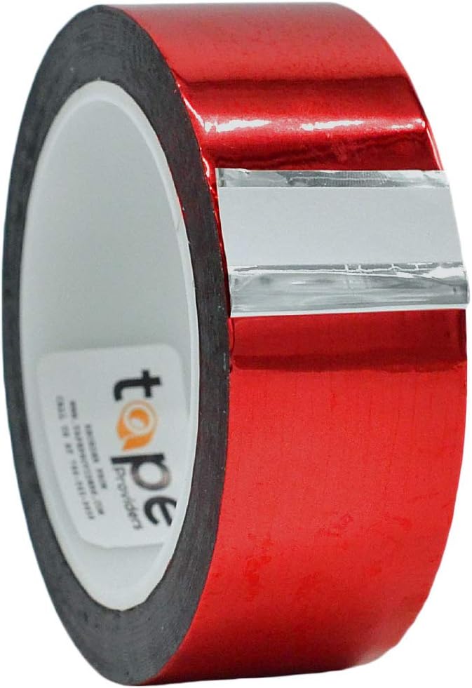 WOD MPFT2 Red Metalized Polyester Mylar Film Tape with Acrylic Adhesive, 1.5 inch x 72 yds. Vibrant Mirror Red Tape, Decor Tape for Detailing Accent Wall, Graphic Arts, Car and Boat Trim