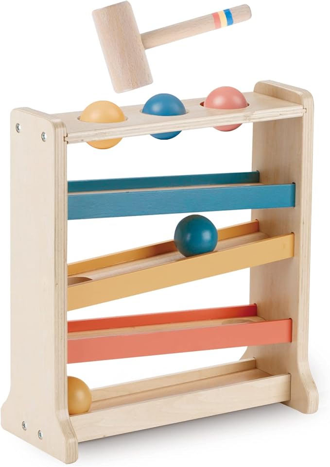 Montessori Ball Tracker, Award Winning Durable Pound A Ball Drop Toy, Early Developmental Montessori Toys, Wooden Toys for Toddlers 1-3 Year Old - Great Birthday Gift