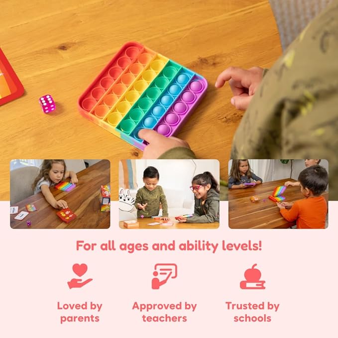 THE FIDGET GAME Kindergarten Learning Bundle - Flashcards and Pop Fidget Toys for Kids Pre-K to Grade 3 - Learning Activities and Games for High-Frequency Dolch Sight Words - Includes Mats and Dice