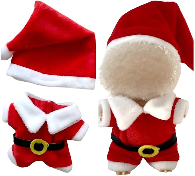 Christmas 17cm Doll Clothes Set(No Doll), Hat & Overalls Set for 17cm Labubu Suit, Cute Cloth for Dress up Unique Style Dolls Outfit Stylish Clothes for Labubu (Santa Claus)