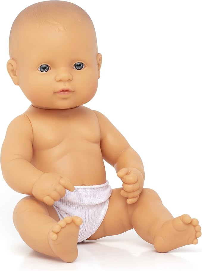 Miniland Doll 12 5/8'' Caucasian Girl (Polybag) - Made in Spain, Anatomically Correct, Quality, Inclusion
