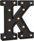 Foaky Black LED Letter Lights for Room Decor - Bedroom Wall Decor, Alphabet Lights for Home, Wedding, Party - Battery Operated （K）