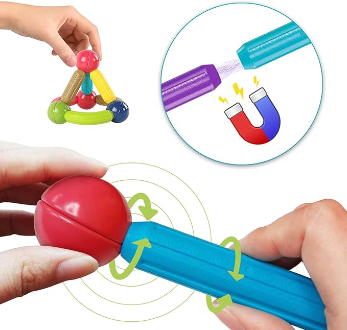 88 Piece Magnetic Balls and Rods Set,Magnetic Building Toys Colorful DIY STEM Building Blocks Sticks for Ages 3+ Year Old Children Boy Girl Educational Construction Toy
