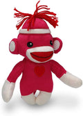 Plushland Adorable Sock Monkey, The Original Traditional Hand Knitted Hot Pink Stuffed Animal Toy Gift-for Girls and Boys Baby Doll Present Puppet 6 Inches