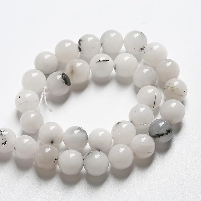 4MM 86PCS Natural Stone Ink Spots Jade Loose Beads for Jewelry Making DIY Bracelet Necklace