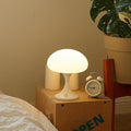 Mushroom Lamp, 5W LED Cordless Rechargeable Table Lamp with Glass Shade, Small Retro Dimmable Touch Light with 3 Color Temps, Aesthetic Mid Century Bedside Light for Bedroom Ambient, White