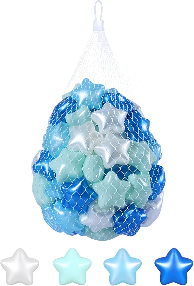 Ball Pit Balls Pack of 100 200 500 - Star and Round Set BPA Free Phthalate Free Non-Toxic Crush Proof Play Balls Soft Plastic Balls for Toddlers Baby Kids Birthday Pool Tent Party