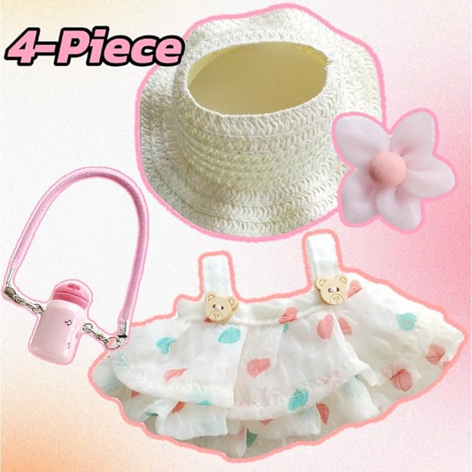15cm & 17cm Doll Clothes Outfits Set - Premium Dress Up Bundle with Exquisite Accessories | Soft Fabric Fashion Doll Costume for 15-17cm Dolls (White Skirt-4)