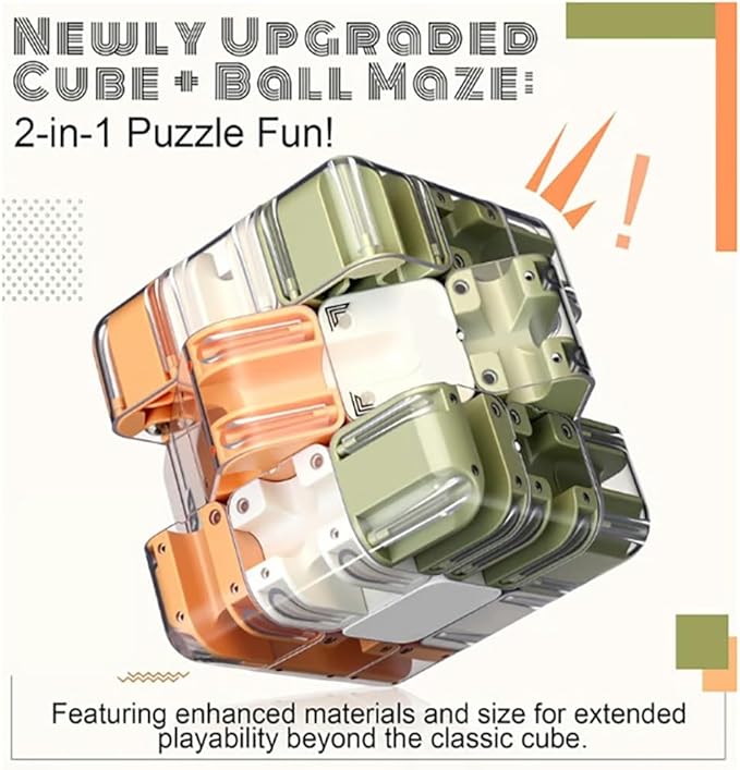 Large Labyrinth 3D Puzzle Maze Cube - Engaging Brain Teaser Toy, High Difficulty Puzzle, 3D Magic Cube Maze Ball Puzzles - Spatial Awareness Brain Training Toy ﻿(1 PC)