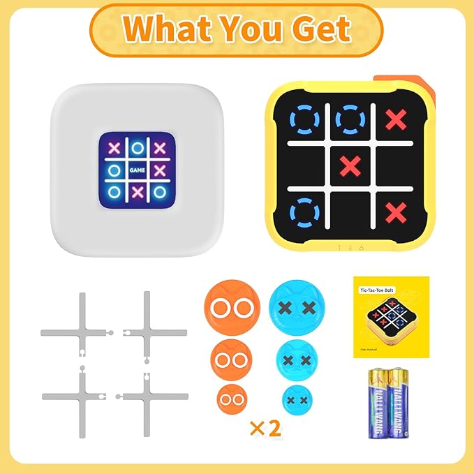 Electronic Tic Tac Toe Game, 4-in-1 Digital Puzzle Games, Handheld Family Board Game for Kids and Adults, Portable Toys Gift for Boys Girls, Birthday, Travel, and Road Trip