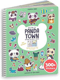 Cupkin Panda Sticker Book Activity for Kids, Toddler Airplane Travel Essentials, 300+ Stickers for Kids + 8 Scenes + Coloring Book Pages, Panda Bear Lover Gift, Children's Crafts Ages 2-8