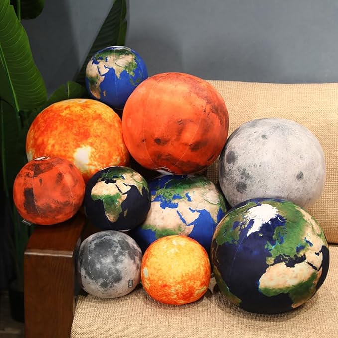 Ultra-ealistic 3D Planet,Moon,Earth,The Sun,Pillow Plush Toys,for Kids Teens Adults, for Teachers and Parents, Educational Toy Learning, 10.6 in (Dark Blue Earth)