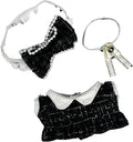 17cm/6.7in Clothes Set for Dolls - Cute Hat & Overalls Outfit, Soft Premium Fabric Dress Up Accessories Suit, Easy On/Off, NO Doll Included (Black Chiffon)