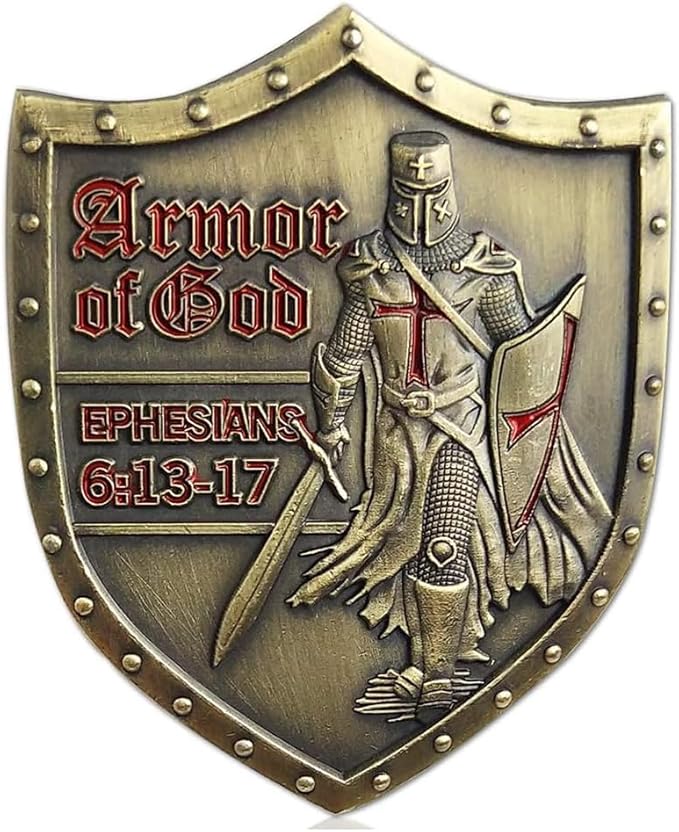 Put On The Whole Armor of God Challenge Coin Eph 6:13-17 3D Religious Collectible Coin (Pack of 3)