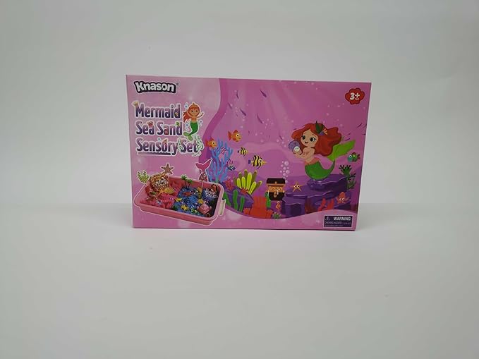 Mermaid Sensory Bin,Play Sand Art Kit for Girls and Boys with 2.2lbs Sensory Play Colored Sand,Treasure Accessories and Sandbox,Beach Toy Christmas Birthday Present for Kids Ages 3 4 5 6 7 8
