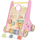 LOL-FUN Wooden Baby Walker for Girls with Wheels, Push Walker for Girl 6-12 Months, Pink Baby Push Toy for 1 Year Old Walking