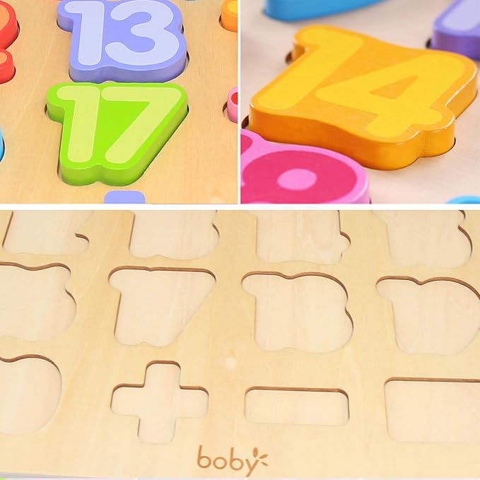 Wooden Number Puzzle Toys, ABC Letter & Number Puzzle for Toddlers 3 Year Old, Preschool Learning Toys for Kids, Educational Name Puzzles Gift for Boys and Girls