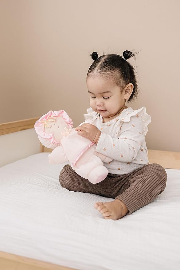 Genius Baby Toys My First Baby Doll, Super Soft and Cuddly, Vintage Classic Style with Pink Dress and Yellow Hair, Ideal New Baby Gift or Baby Shower Present
