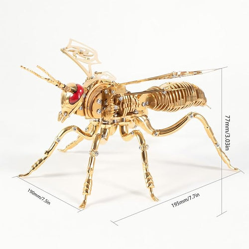 3D Puzzles for Adults, Bumblebee Metal Assembly Jigsaw Game with Steel Mechanical Engineering, Advanced DIY Crafts for Relief & Collection（Gold）
