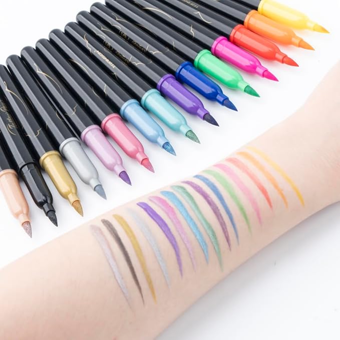 Transon 15 colors Face Painting Marker for Halloween and Makeup Parties Temporary tattoo Painting Body Painting with Brush Tip Including Stencil Stickers