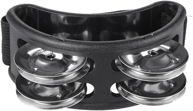 Musfunny Foot Tambourine Percussion Musical Instrument Foot Drum Set with Metal Jingle Bell for Guitar Drum Accessory (Black)