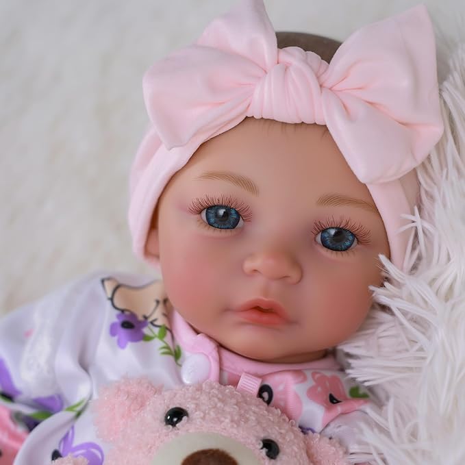BABESIDE 18-Inch Reborn Baby Doll Girl – Realistic Lifelike Bebe Reborn de Silicona with Bunny Outfit, Magnetic Pacifier, Bottle, Diaper & Birth Certificate, Real Life Baby Dolls Gift for Kids
