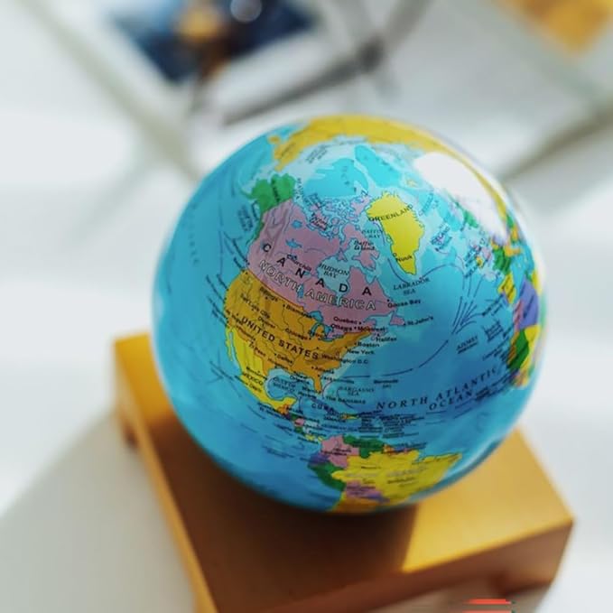 MOVA Globe – Blue Political Map 6” | Rotating World Globe Powered by Light | Educational Home Decor, No Batteries or Wires Needed
