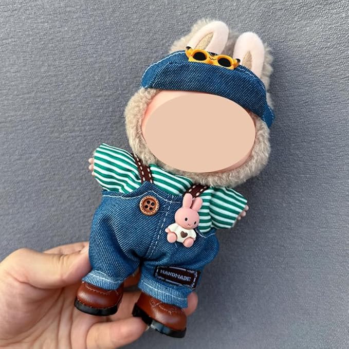 Clothes Set Compatible with 17cm Doll, Hat and Overalls Set for 15cm Doll Accessories Suit, Cute Clothe for Dress up Unique Style (RC19)