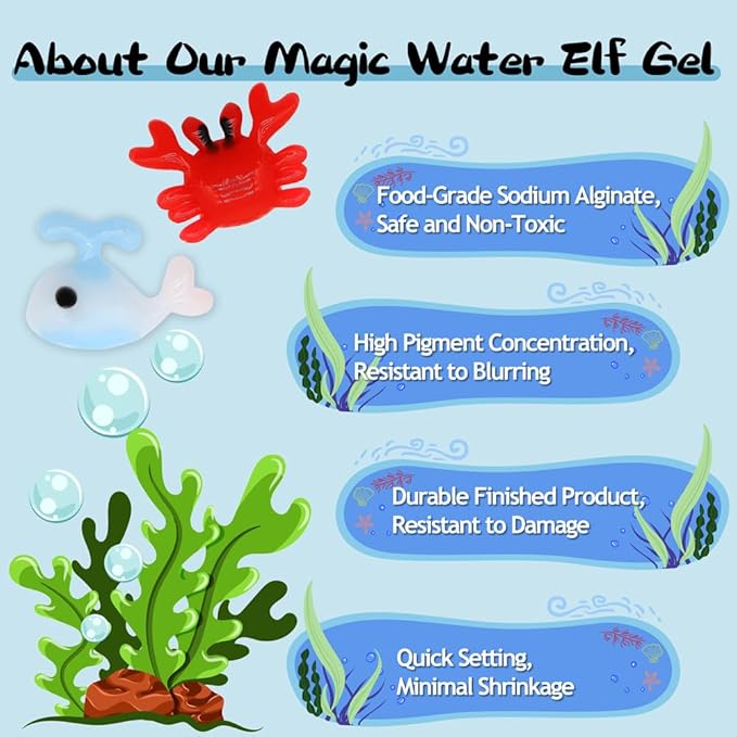 Nikolle Magic Water Elf Powder Refill, Water Gel Kit Refill with 16 Colors (Among Them 6 Sparkling Magic Gel)