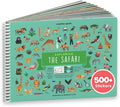 Cupkin Safari Animal Sticker Book Activity for Kids, Toddler Airplane Travel Essentials, 500+ Stickers for Kids + 12 Scenes + 12 Coloring Book Pages, Animal Lover Children's Gift, Crafts Ages 2-8