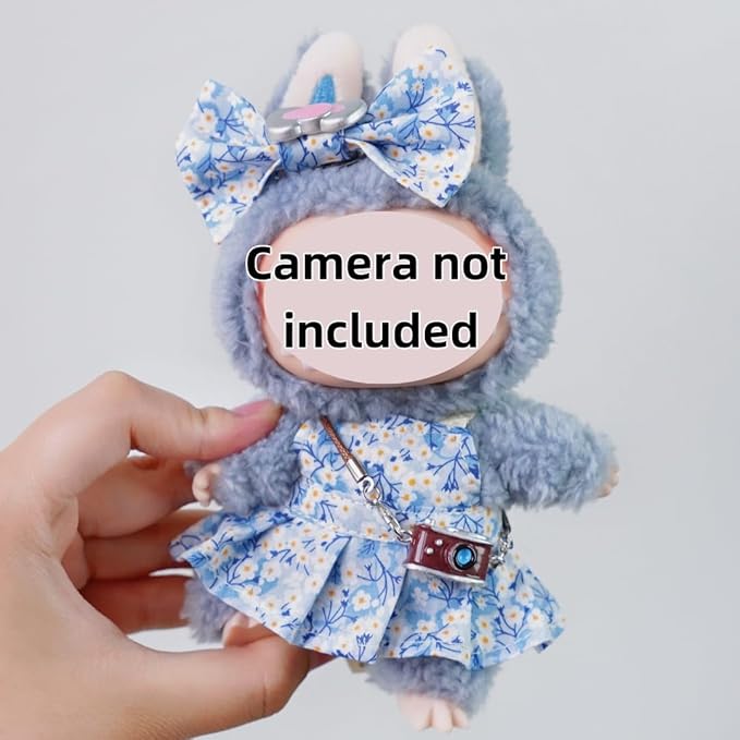 2-Piece Clothes for Labubu (NO Doll), Handmade Liberty Fabric Dress and Bow Set for 17CM Dolls, Cute Outfit Accessories (MITSI-Valeria)