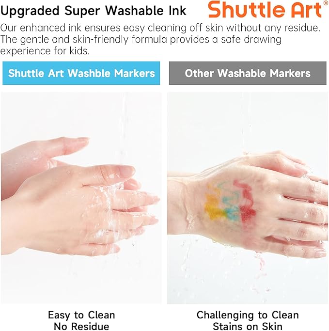 Shuttle Art Super Washable Markers, 30 Colors Broad Line Conical Tip Markers for Kids, Ultra Clean Coloring Book Marker Set, Home Classroom School Supplies for Toddlers Kids Adults Students Teachers